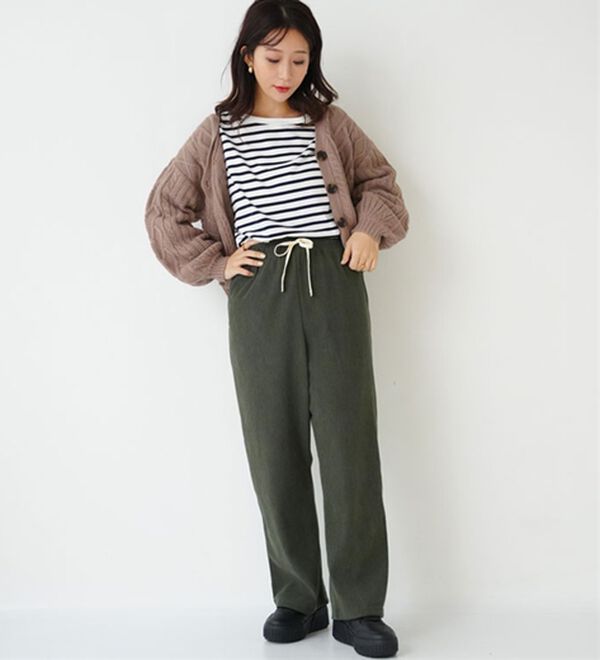 A HAPPY MARILYN（アハッピーマリリン）の「【選べる丈】裏フリースで家でも外でもあったか ふっくら コーデュロイ イージー ワイドパンツ（ワイドパンツ・ガウチョ）」｜詳細画像