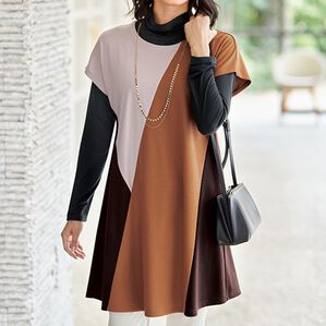 BELLUNA（ベルーナ）の「配色切替デザインチュニック（チュニック）」｜詳細画像