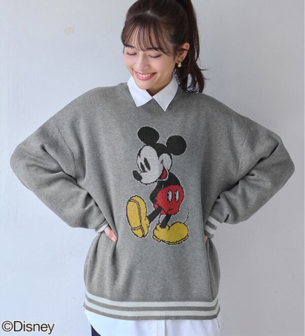 BELLUNA（ベルーナ）の「＜Ｄｉｓｎｅｙ＞【ミッキー】ジャカードゆったりセーター（ニット・セーター）」｜杢グレー