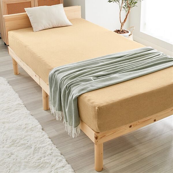 iellio（イエリオ）の「タオル地綿１００％フィットシーツ＜ベッドシーツ・敷布団カバー・ボックスシーツ・のびのび・ぴったり＞（敷布団カバー・シーツ）」｜ベージュ