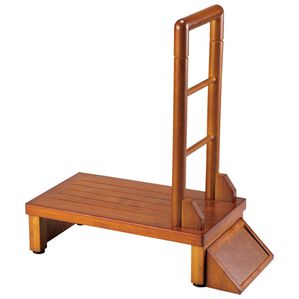 「木製手すり付玄関台（玄関収納・用品）」｜ブラウン
