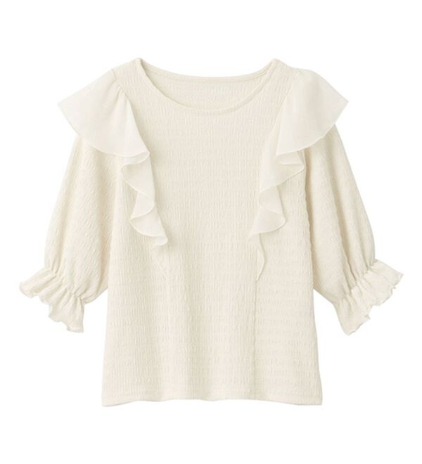 alotta（アロッタ）の「キャンディー５分袖ラッフルブラウス（ブラウス）」｜詳細画像