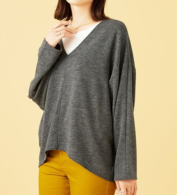 BELLUNA（ベルーナ）の「キレイ見えVネックプルオーバー（カットソー）」｜詳細画像