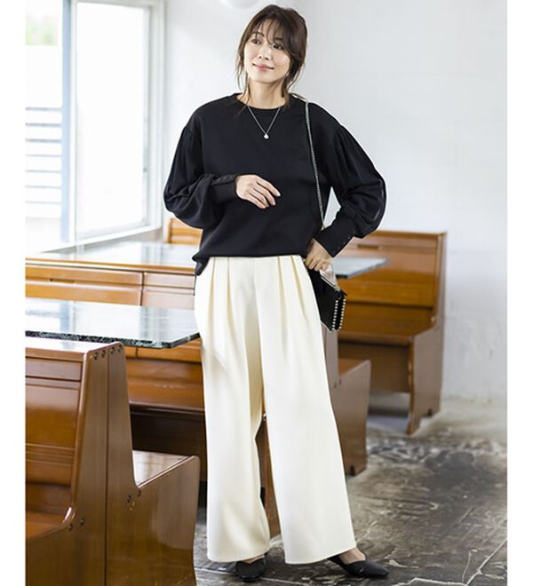 BELLUNA（ベルーナ）の「上品ツータックワイドパンツ（ワイドパンツ・ガウチョ）」｜詳細画像