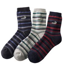 「【３足組】＜クロコダイル＞快適設計配色ソックス（メンズ靴下・タイツ）」