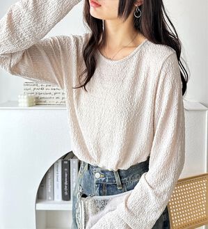 GeeRA（ジーラ）の「クルーネックジャガードプルオーバー（カットソー）」｜ライトグレー