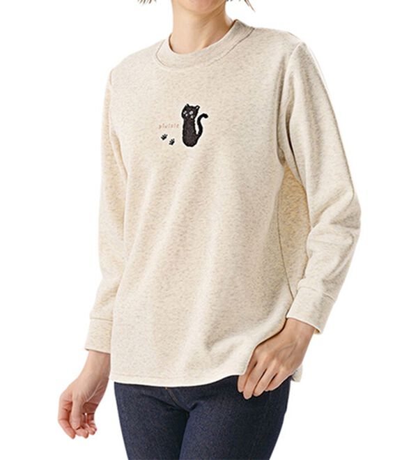 ルフラン（ルフラン）の「【３色組】ねこ刺しゅう＊裏起毛プルオーバー（カットソー）」｜詳細画像