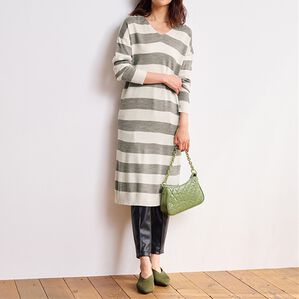 RANAN（ラナン）の「カシミヤタッチニットワンピース（ニットワンピース）」｜グレー系ボーダー