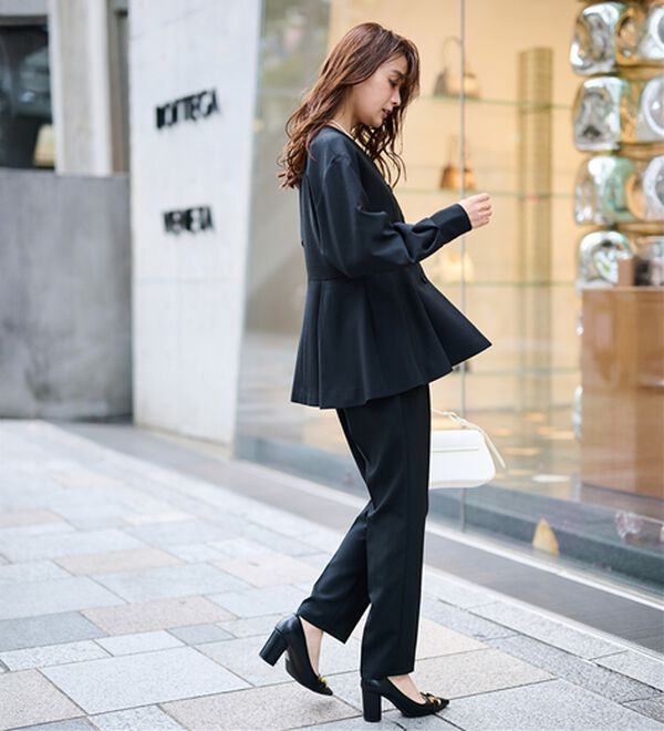 RANAN（ラナン）の「【２点セット】Ｖネックペプラムセットアップ（パンツスーツ）」｜詳細画像