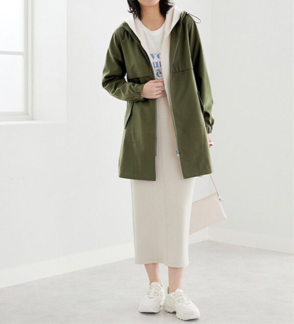 BELLUNA（ベルーナ）の「はっ水加工ボンディング素材ロング丈パーカー（ロングコート）」｜詳細画像