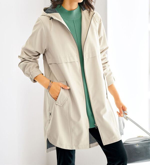 BELLUNA（ベルーナ）の「はっ水加工ボンディング素材ロング丈パーカー（ロングコート）」｜詳細画像