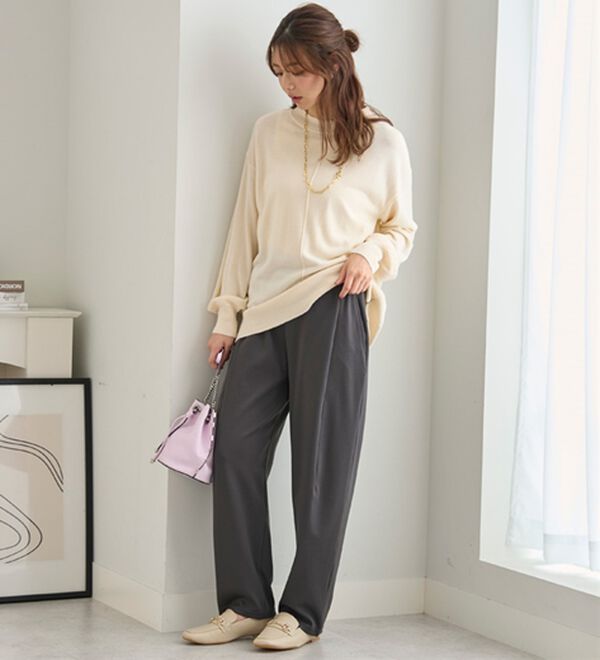 BELLUNA（ベルーナ）の「シュッと体型カバー！ワイドテーパード美脚パンツ（フルレングスパンツ）」｜詳細画像