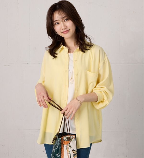 BELLUNA（ベルーナ）の「イージーケア！とろみ素材ビッグシャツ（シャツ）」｜詳細画像