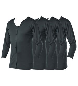 「【４枚組】抗菌防臭・マイクロファイバー裏起毛あったかインナー４枚組（前開きシャツ）　前開き長袖（メンズ肌着・インナーウェア）」｜詳細画像