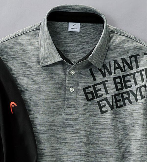 「＜ヘッド＞スポーティロゴデザインポロシャツ（メンズポロシャツ）」｜杢グレー