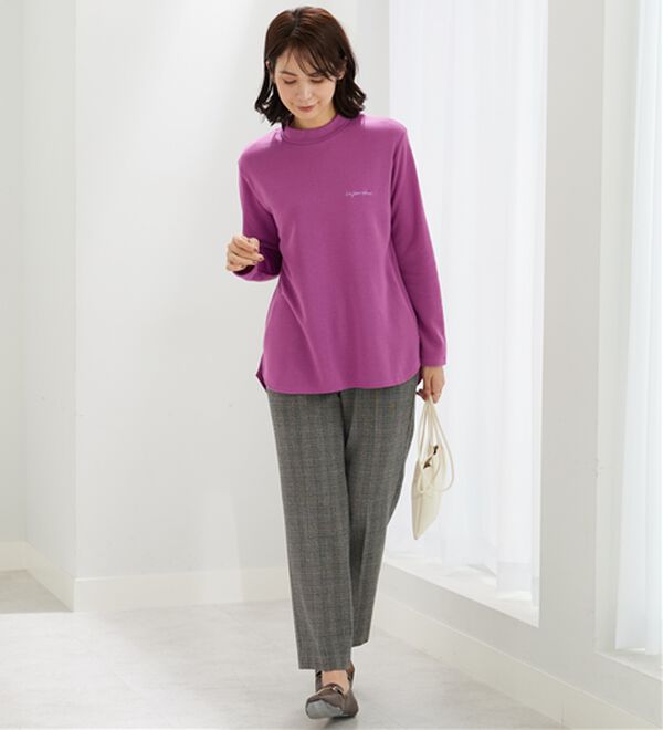 BELLUNA（ベルーナ）の「ロゴ刺しゅう裏起毛ニットソーチュニック（カットソー）」｜詳細画像