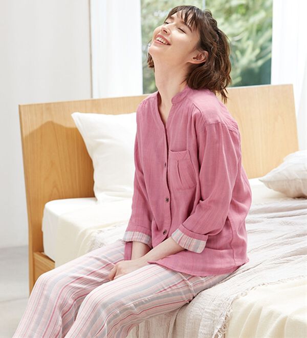 LAVIENNE（ラヴィエンヌ）の「【オーガニックコットン使用】綿１００％Ｗガーゼのルームパジャマ（パジャマ・ルームウェア）」｜詳細画像