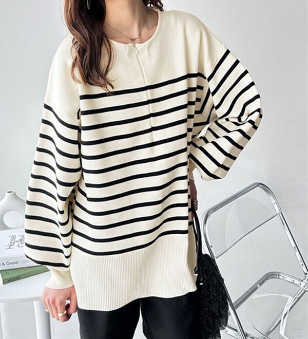 GeeRA（ジーラ）の「ハーフジップニットプルオーバー（ニット・セーター）」｜詳細画像