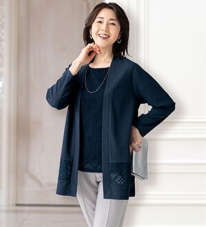 ルフラン（ルフラン）の「上品レース使いアンサンブル（アンサンブル）」｜ネイビー
