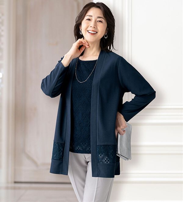 ルフラン（ルフラン）の「上品レース使いアンサンブル（アンサンブル）」｜ネイビー