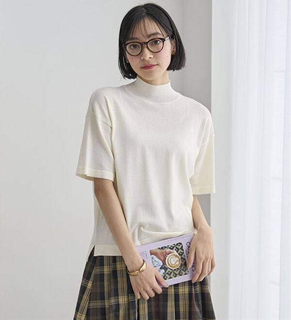 BELLUNA（ベルーナ）の「Ｔシャツが苦手な方に！ひんやり綿混ニットＴ【選べるデザイン】（ニット・セーター）」｜詳細画像
