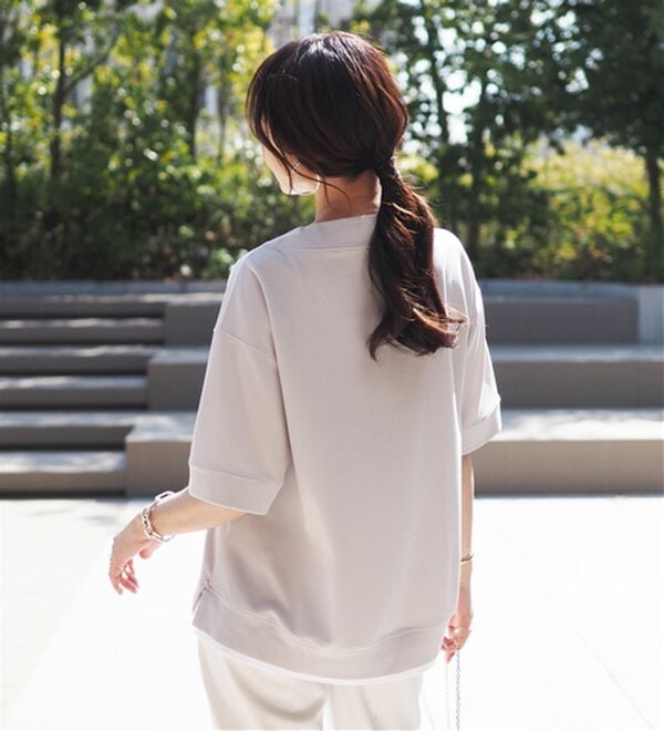 BELLUNA（ベルーナ）の「ワイドネックデザイン重ね着風プルオーバー（カットソー）」｜詳細画像