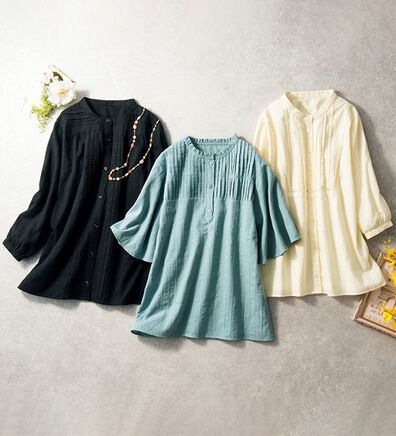 ルフラン（ルフラン）の「【３色組】今日もあしたも可愛い。綿１００％ブラウス（ブラウス）」