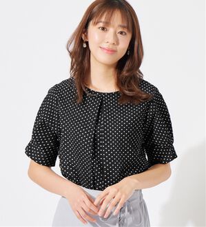 alotta（アロッタ）の「【接触冷感】ぽこぽこ素材袖タックブラウス（ブラウス）」｜ドット