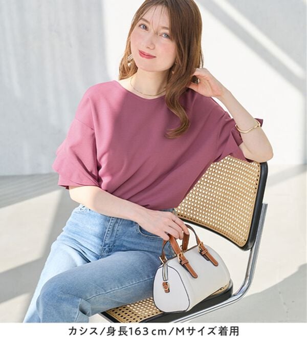 alotta（アロッタ）の「【４つの機能付】ひんやりフリル袖ブラウスＴシャツ（ブラウス）」｜詳細画像