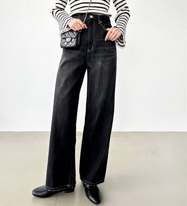 GeeRA（ジーラ）の「ハイウエストストレートデニム（ワイドパンツ・ガウチョ）」｜詳細画像