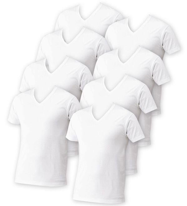 「【８枚組】綿１００％抗菌防臭インナー　Ｖ首半袖（メンズ肌着・インナーウェア）」｜8枚組
