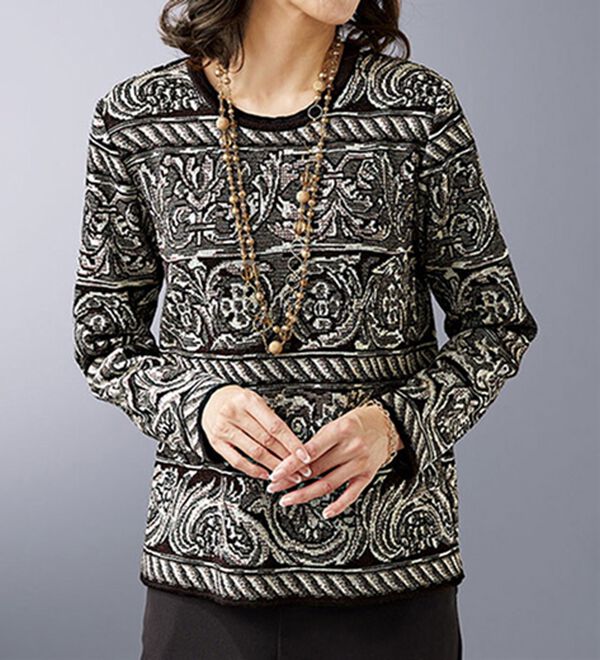 BELLUNA（ベルーナ）の「ラメ入りジャカードニットジャケットアンサンブル（アンサンブル）」｜詳細画像