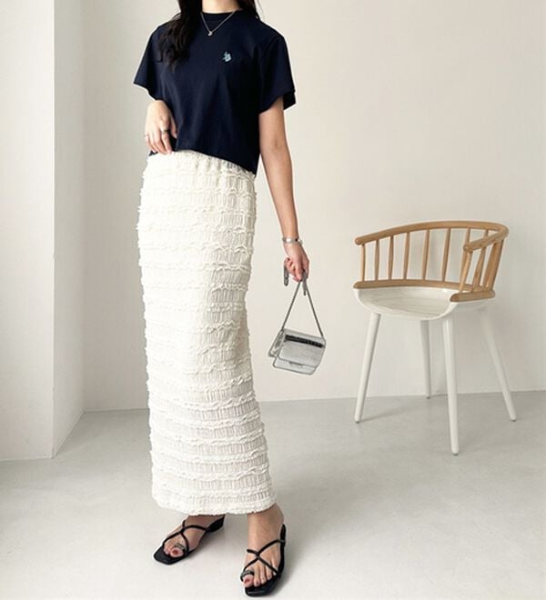 GeeRA（ジーラ）の「すっきりオシャレ見え！ジャカードレースタイトスカート（ロングスカート）」｜詳細画像