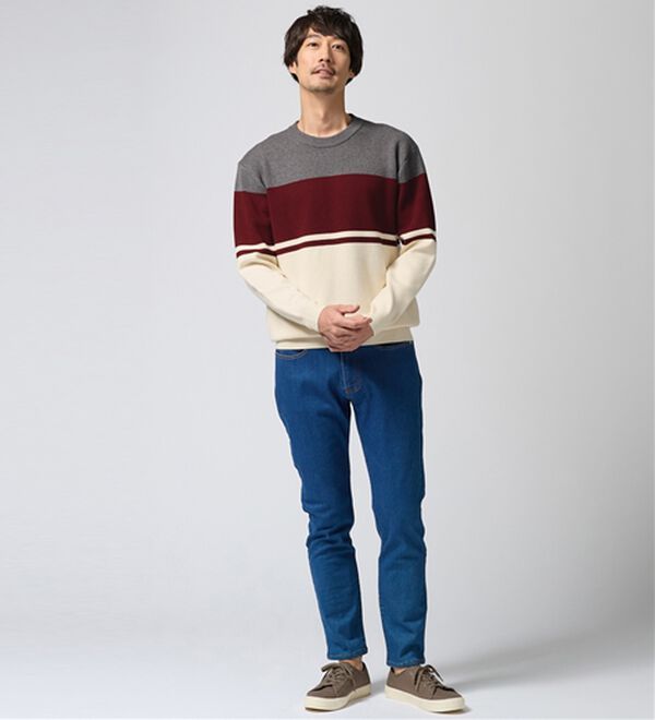 REMEN'S（リメンズ）の「【洗える】やわらかタッチボーダークルーネックセーター（メンズニット・セーター）」｜詳細画像