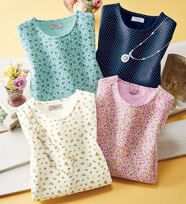 4色組】毎日おしゃれ小花柄Tシャツ - ベルーナ【公式】