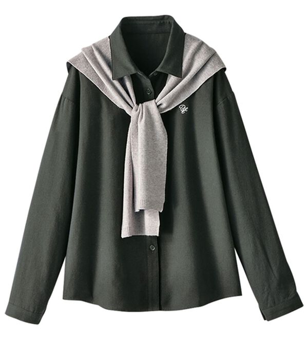 BELLUNA（ベルーナ）の「肩掛けニット&times;ビエラ起毛シャツ（シャツ）」｜詳細画像