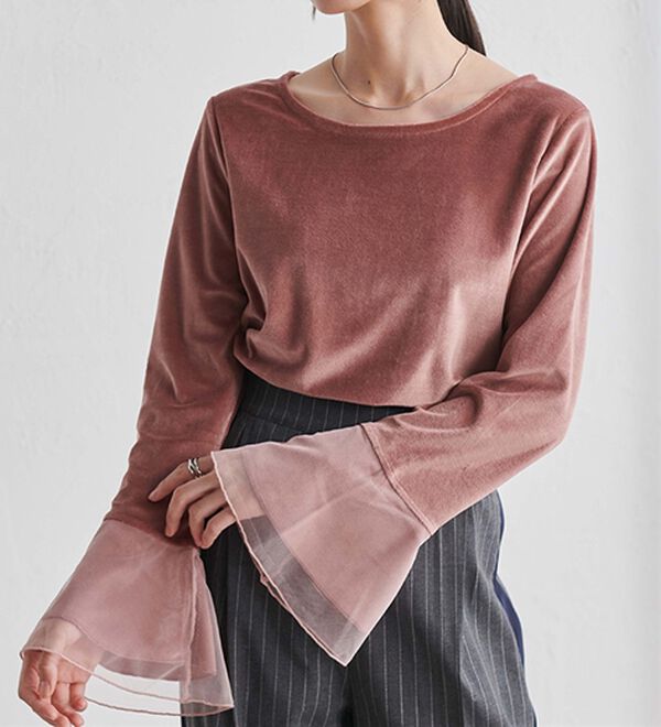 RANAN（ラナン）の「フレアーチュール袖ベロアプルオーバー（カットソー）」｜詳細画像