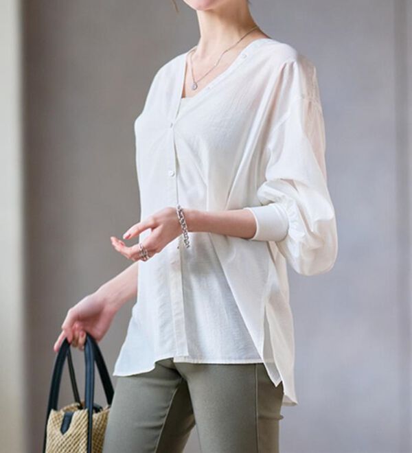RANAN（ラナン）の「ディープVネックシアーシャツ（シャツ）」｜詳細画像