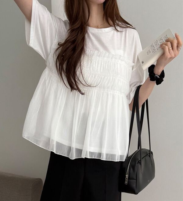 GeeRA（ジーラ）の「シアービスチェドッキングＴシャツ（カットソー）」｜詳細画像