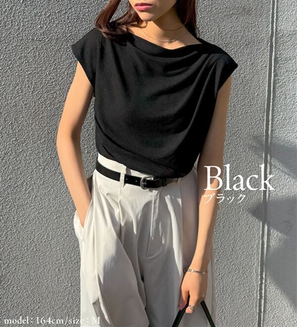 RANAN（ラナン）の「【ひんやり・ＵＶ】タックドレープフレンチスリーブカットソー（Tシャツ）」｜詳細画像