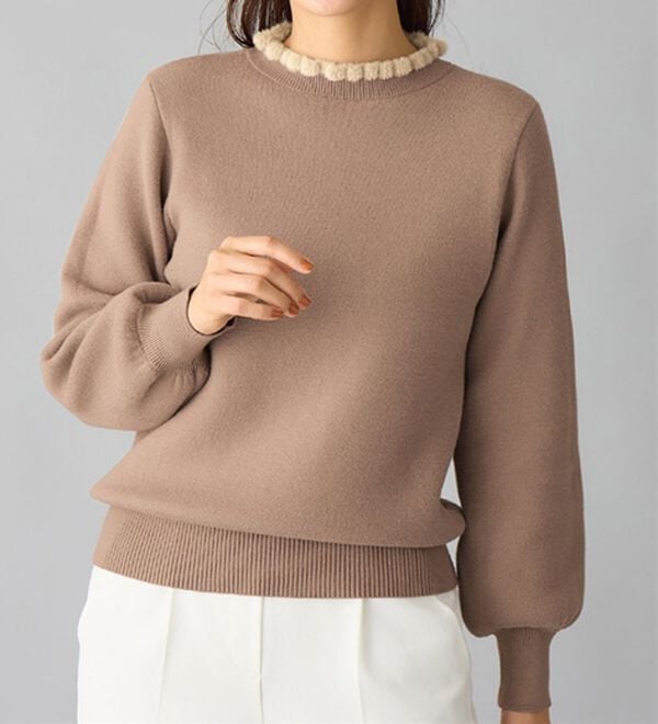 alotta（アロッタ）の「毛布のように温かい　裏シャギーパフ袖ニット（ニット・セーター）」｜詳細画像