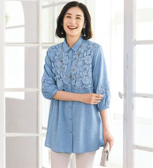 ルフラン（ルフラン）の「レース映える。華やかシャツチュニック（チュニック）」｜デニム調