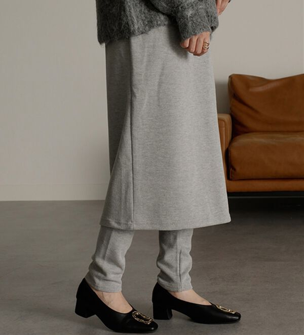 RANAN（ラナン）の「レイヤードニットソースカートパンツ（フルレングスパンツ）」｜詳細画像