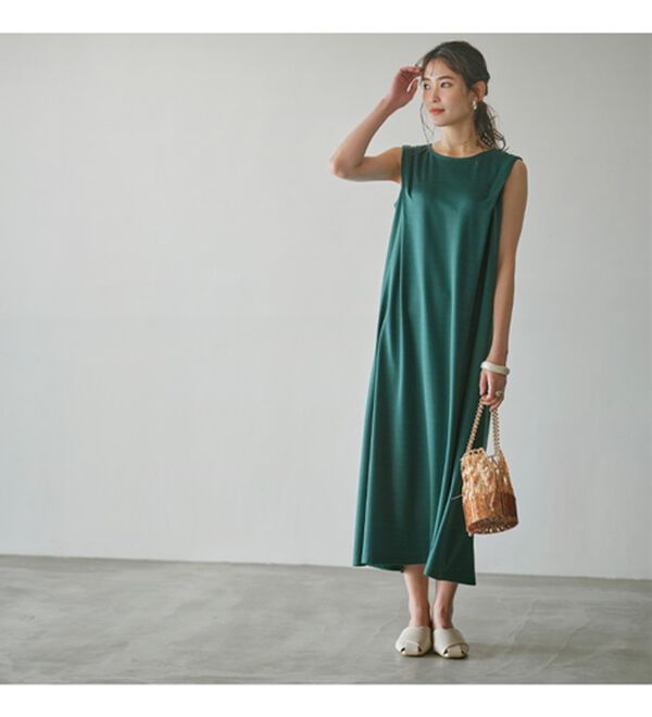 GeeRA（ジーラ）の「フレアーシルエットロングワンピース　ノースリーブ（その他ワンピース）」｜詳細画像