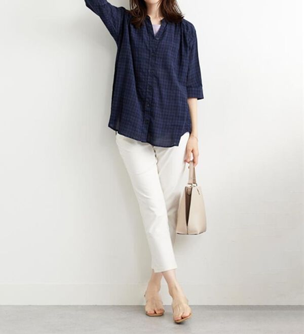 BELLUNA（ベルーナ）の「ふんわりシャドーチェック素材シャツ（シャツ）」｜詳細画像