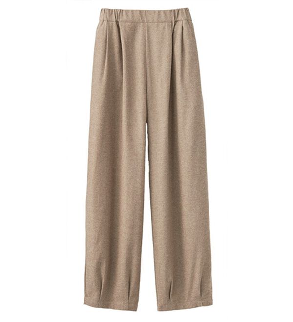 BELLUNA（ベルーナ）の「綿１００％ゆったりパンツ（フルレングスパンツ）」｜杢ベージュ