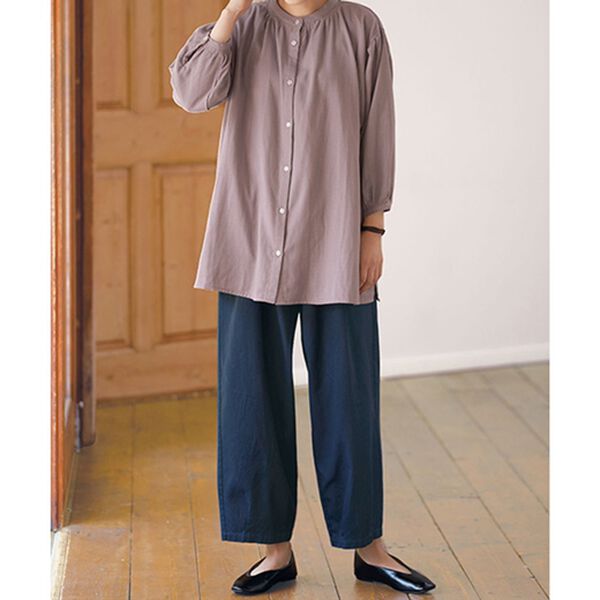 BELLUNA（ベルーナ）の「綿１００％ゆったりバンドカラーブラウス（ブラウス）」｜詳細画像