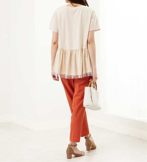 BELLUNA（ベルーナ）の「【Ｌａｇｒｉｌｕａ】チュール素材切替デザインチュニック（カットソー）」｜詳細画像