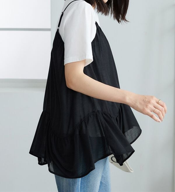 BELLUNA（ベルーナ）の「【2点セット】変形ギャザーデザインキャミアンサンブル（アンサンブル）」｜詳細画像