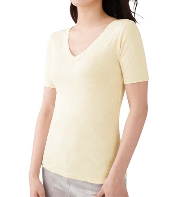 「なめらかシルク入りジャカード半袖インナー（肌着・インナーウェア）」｜詳細画像